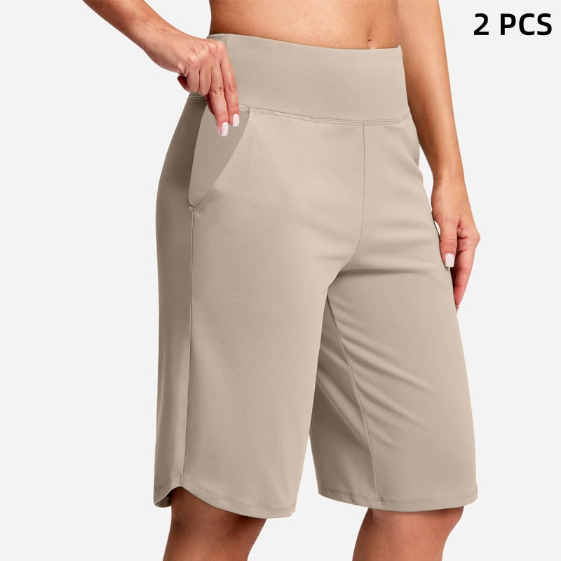 👖 LETZTER TAG SONDERVERKAUF 50% RABATT! Hochtaillierte Damen Yoga-Shorts mit Seitentaschen – 8 Farben, elastisch & bequem für Sport und Alltag