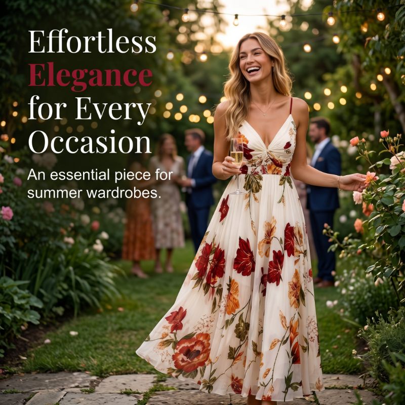 💃 New Arrivals 50% OFF💥Women's Printed Spaghetti Strap Maxi Dress – Designed to flatter with a V-neckline, adjustable thin straps & a flowing A-line silhouette. A timeless, feminine piece for warm-weather occasions 🌿
