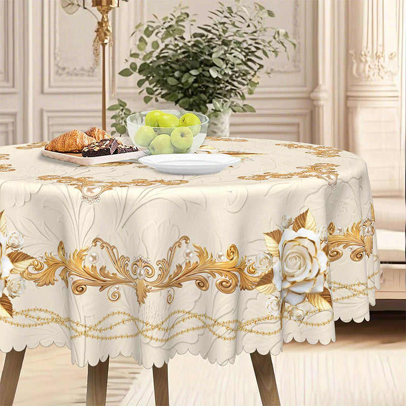🛍️ 50 % Rabatt – Elegantes Tischdecken-Set mit Rose & goldgeprägtem Muster – wasserdicht, ölbeständig & stilvoll – ideal für Esstisch, Couchtisch & Wohnzimmer 🌹