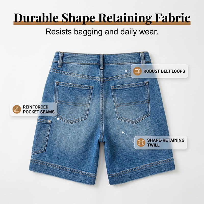 Bermuda-Jeansshorts für Damen mit mittlerer Leibhöhe und Taschen