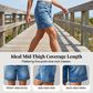 Bermuda-Jeansshorts für Damen mit mittlerer Leibhöhe und Taschen