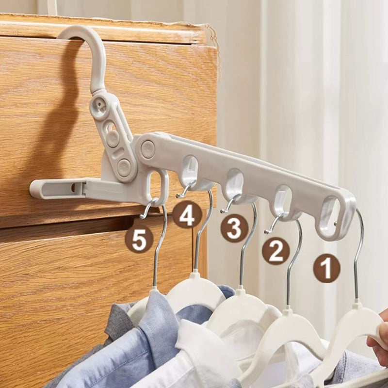 🧥 Faltbarer Kleiderbügel – 5 Haken, platzsparend, ideal für Reisen!