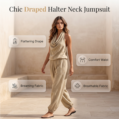 📢📢50% RABATT !!⏰Damen-Jumpsuit mit Neckholder und weitem Bein