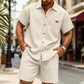👕 50 % RABATT JETZT! 🩳 Herren-Waffelstrick-Kurzarmshirt- & Shorts-Set – Weicher, strukturierter Stoff, atmungsaktiv und lässige Passform