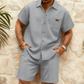 👕 50 % RABATT JETZT! 🩳 Herren-Waffelstrick-Kurzarmshirt- & Shorts-Set – Weicher, strukturierter Stoff, atmungsaktiv und lässige Passform
