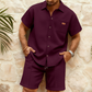👕 50 % RABATT JETZT! 🩳 Herren-Waffelstrick-Kurzarmshirt- & Shorts-Set – Weicher, strukturierter Stoff, atmungsaktiv und lässige Passform