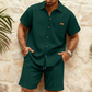 👕 50 % RABATT JETZT! 🩳 Herren-Waffelstrick-Kurzarmshirt- & Shorts-Set – Weicher, strukturierter Stoff, atmungsaktiv und lässige Passform