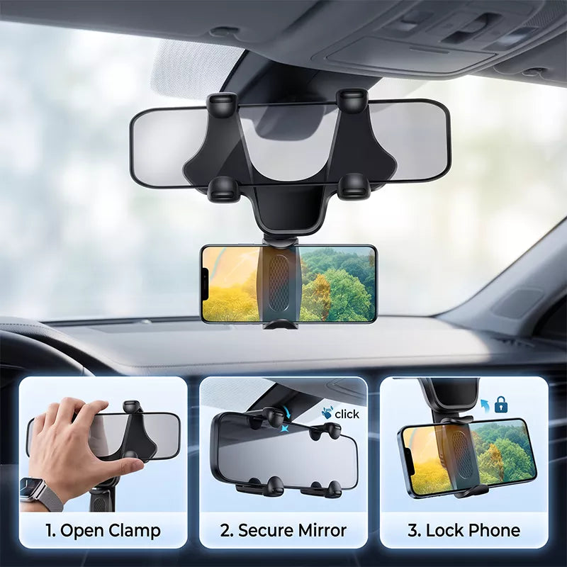 📱 50% RABATT! 🚗 Auto-Rückspiegel Handyhalterung – Einfache Montage, stabiler Halt & 360°-Verstellung – Perfekt für Navigation, Freisprechen & sicheres Fahren 🔄