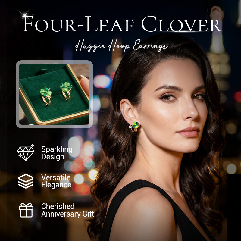 🍀✨ Kleeblatt Huggie Creolen – 925 Silber, süßes Pfeilbogen-Detail. 50% RABATT!