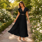 🎉 2026 Sale — Over 35,000 Sold!💃Flowy Pleated Maxi Dress – V-Neck, Ruffle Sleeves, Metal Waistband 🌸