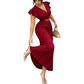 🎉 2026 Sale — Over 35,000 Sold!💃Flowy Pleated Maxi Dress – V-Neck, Ruffle Sleeves, Metal Waistband 🌸
