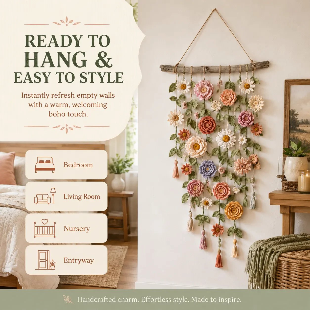 ❄️Sommerfrische 50 % Rabatt!🌸Boho-Dekoration mit all'uncinetto Blumen 🌸🌿