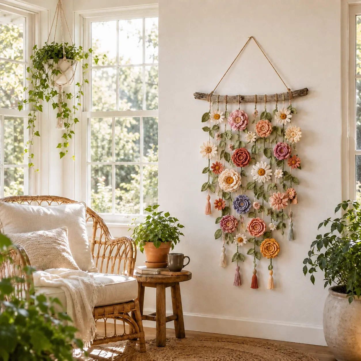 ❄️Sommerfrische 50 % Rabatt!🌸Boho-Dekoration mit all'uncinetto Blumen 🌸🌿