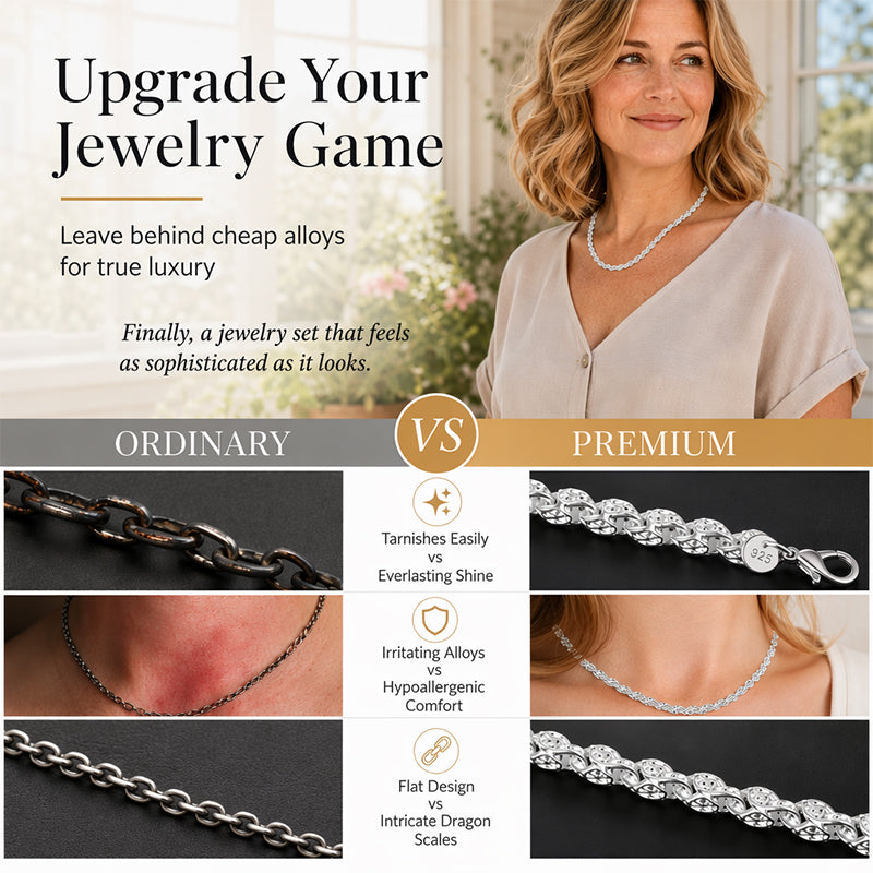 Trendy Dragon Scale Chain Bracelet & Necklace