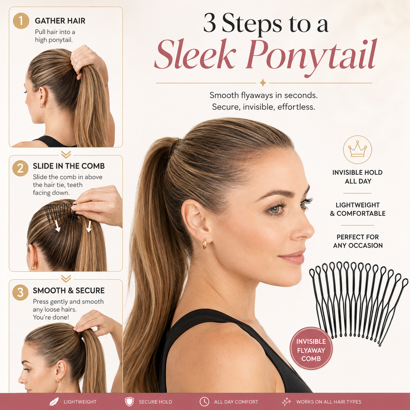 🥳 💞 50K+ VERKAUFT! 💇‍♀️✨ Flexibler, unsichtbarer Haarkamm – unsichtbar, flexibel und rutschfest – sorgt sofort für perfekten, sicheren Halt! 🌟