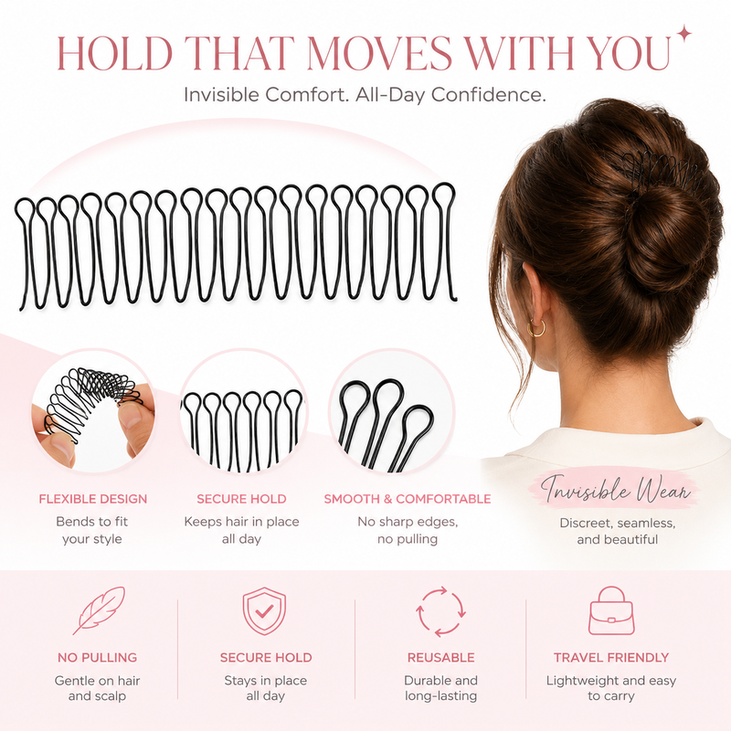 🥳 💞 50K+ VERKAUFT! 💇‍♀️✨ Flexibler, unsichtbarer Haarkamm – unsichtbar, flexibel und rutschfest – sorgt sofort für perfekten, sicheren Halt! 🌟