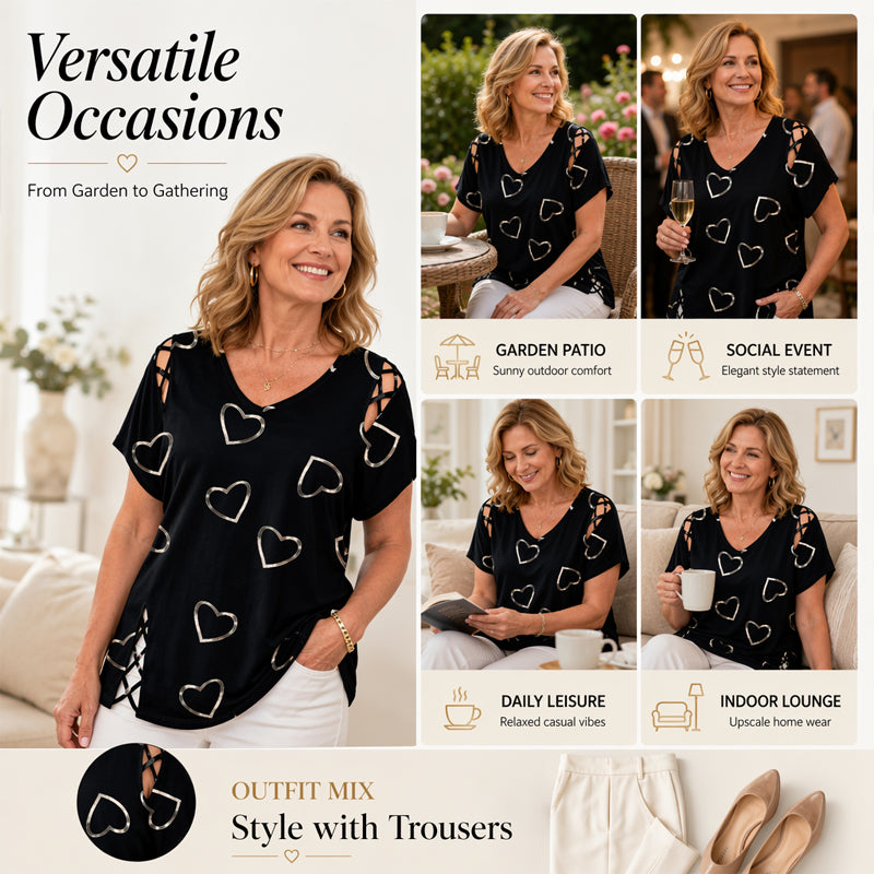 Women's Casual V-Neck Short Sleeve T-Shirt