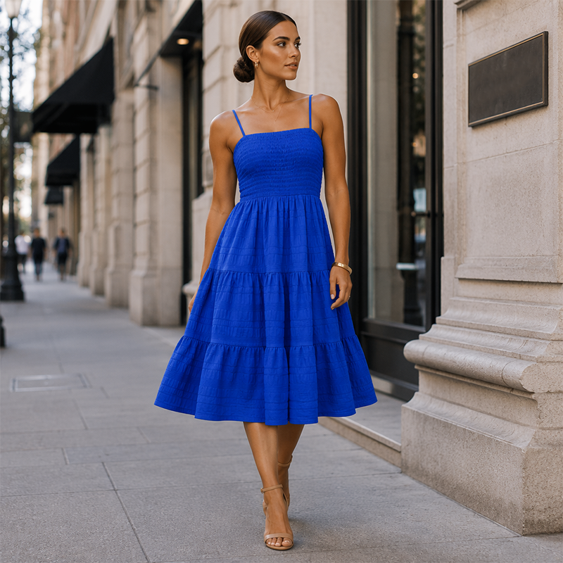👗✨ Sommerkleid Damen – Trägerkleid mit Smokdetail | Jetzt 50% Rabatt 🌸