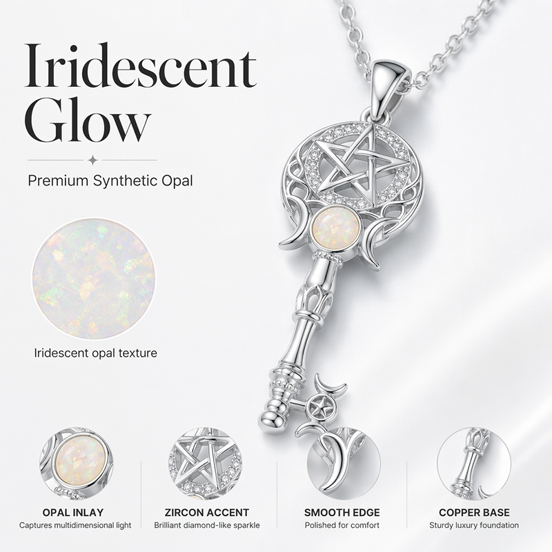 🔮  Leuchtende Opal-Schlüssel-Halskette – Zarter Glanz, elegant & leicht – Perfekte Geschenkidee für besondere Momente ✨