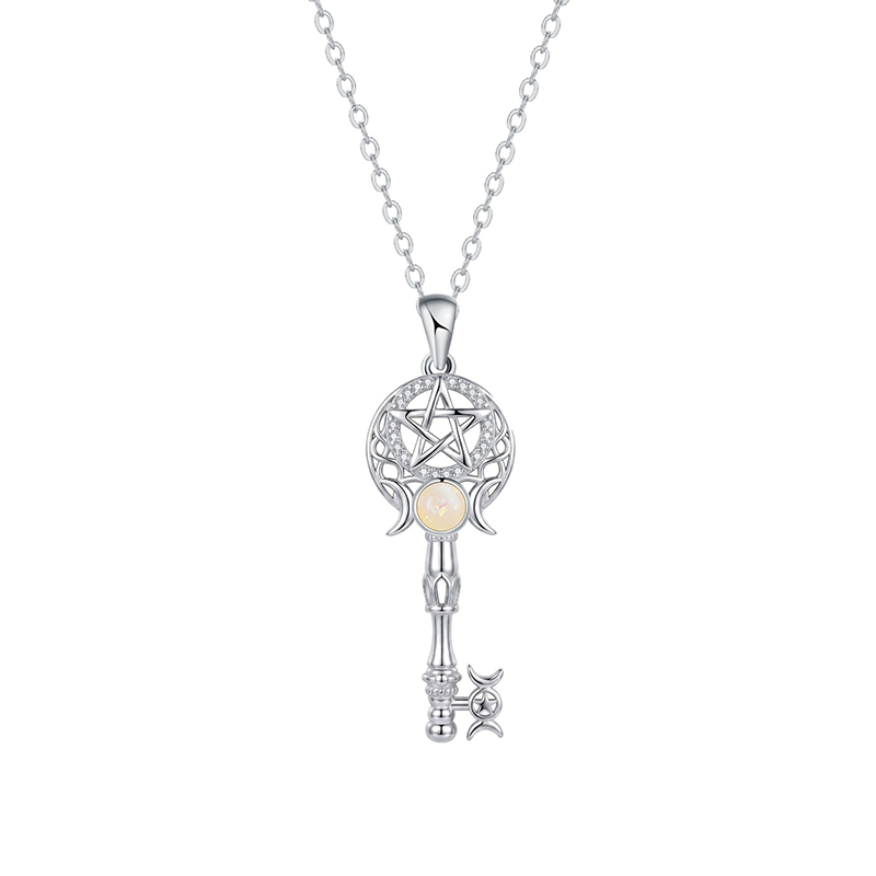 🔮  Leuchtende Opal-Schlüssel-Halskette – Zarter Glanz, elegant & leicht – Perfekte Geschenkidee für besondere Momente ✨