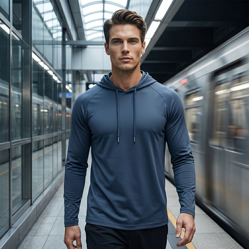 📢📢40% RABATT !!⏰Herren Atmungsaktives Langarm-Kapuzen-T-Shirt