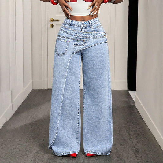 👖 60% RABATT! ⌛ Damen asymmetrische Weitbein-Jeans – Moderne Passform, bequem & vielseitig – Ideal für Alltag & trendige Looks ✨