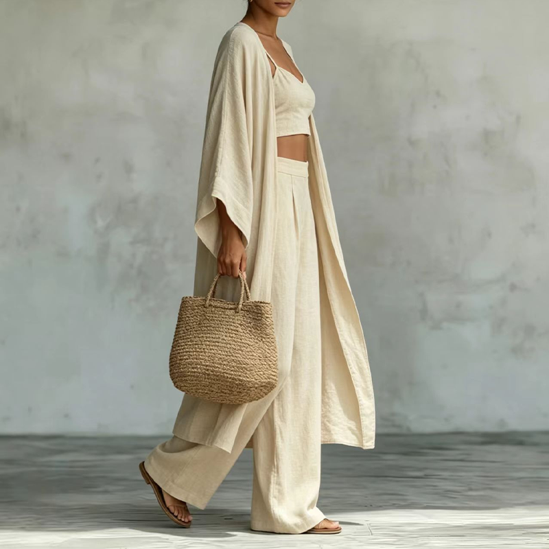 Women's Loose 3-Piece Cardigan Pants Set