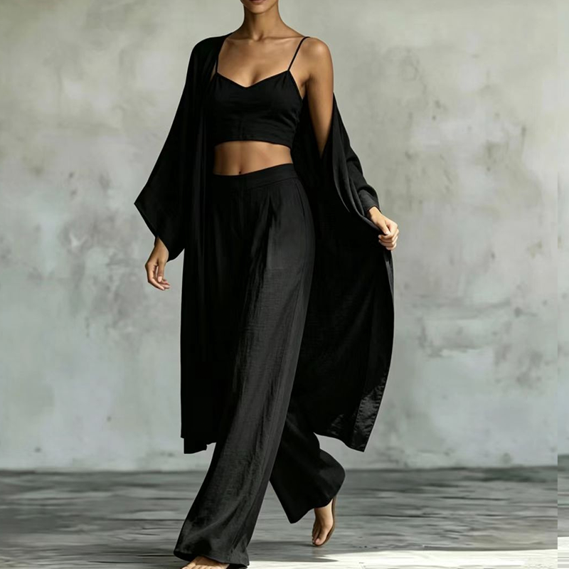 Women's Loose 3-Piece Cardigan Pants Set