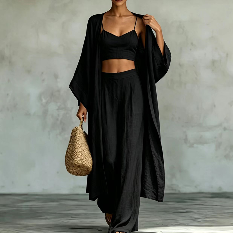 Women's Loose 3-Piece Cardigan Pants Set