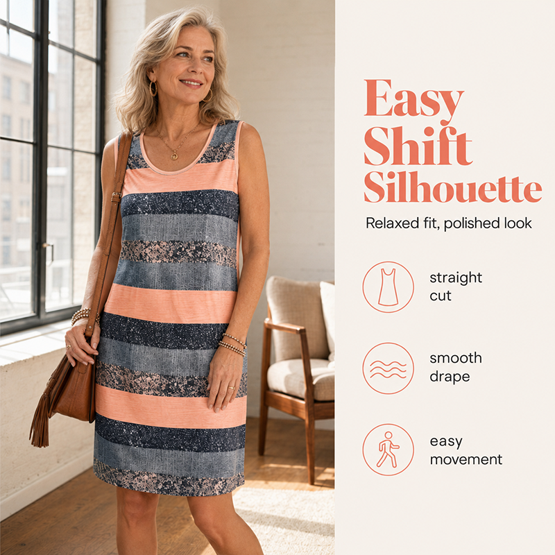 Ärmelloses gestreiftes Sommerkleid für Damen