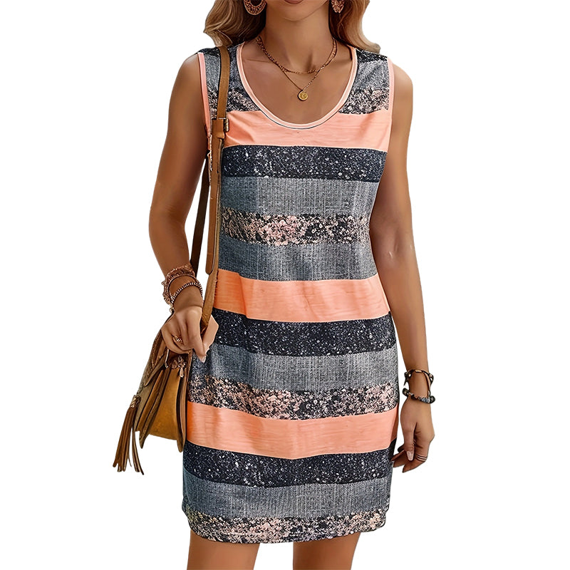 Ärmelloses gestreiftes Sommerkleid für Damen