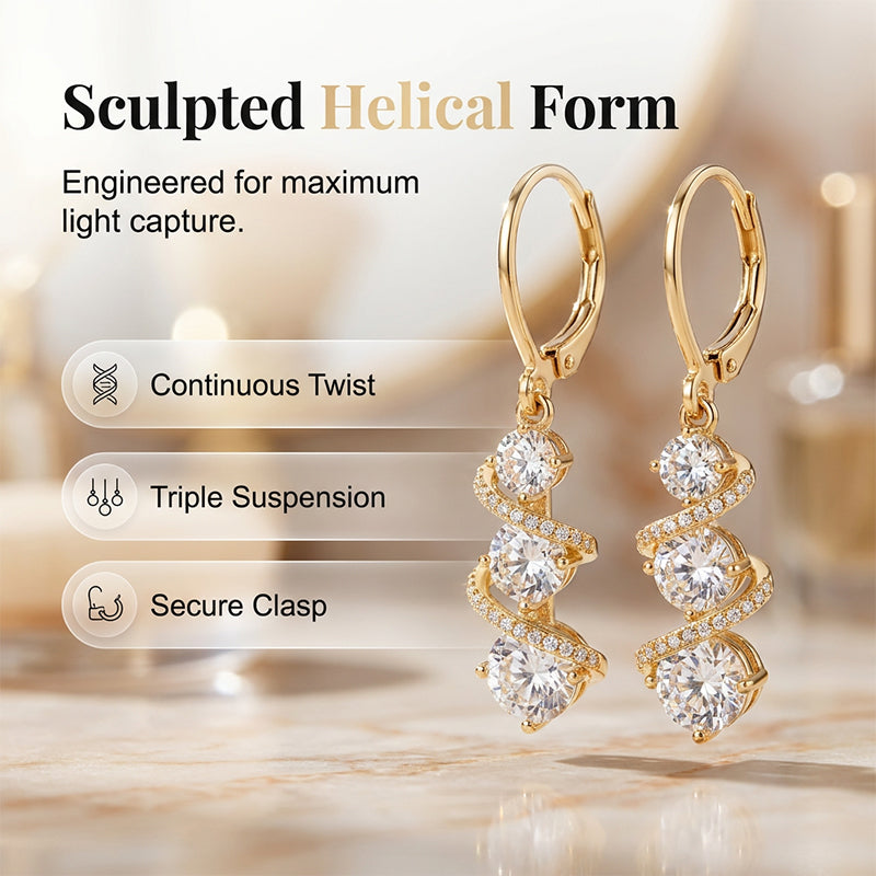 Asymmetrical Spiral & Drop Earrings