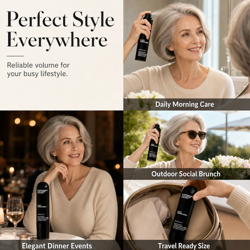 💥 50% Rabatt! 💇‍♀️ Volumenspray für reifes Haar – 90 ml. Leichte Formel, natürliches Volumen, Pfirsichduft. Langlebiger Halt ohne Klebrigkeit. Ideal für tägliches Styling 🌟