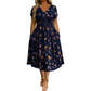 🌸🔥50% RABATT!🔥🔥Blumiges V-Ausschnitt-Kleid mit Taillendrehung – elegant und lässig für jeden Anlass