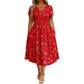 🌸🔥50% RABATT!🔥🔥Blumiges V-Ausschnitt-Kleid mit Taillendrehung – elegant und lässig für jeden Anlass