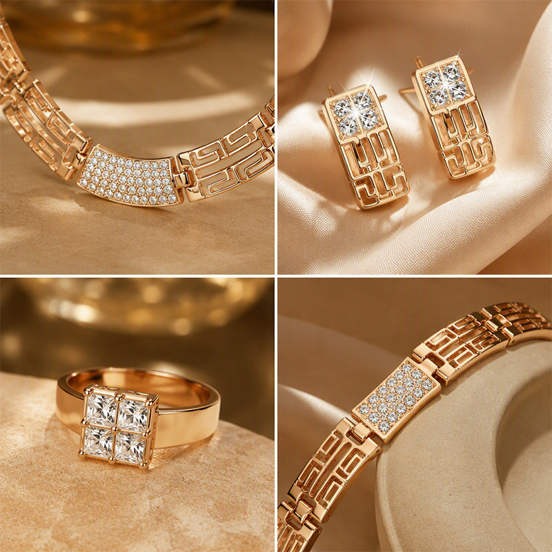 🌹 JETZT 50 % RABATT! !🌹Elegantes 4-teiliges Strass-Schmuckset