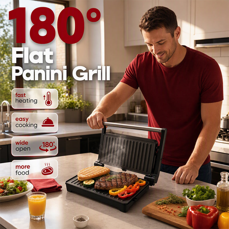 🥪✨ Elektrischer Panini-Grill & Sandwichpresse! 180° flach aufklappbar, multifunktionaler Grill