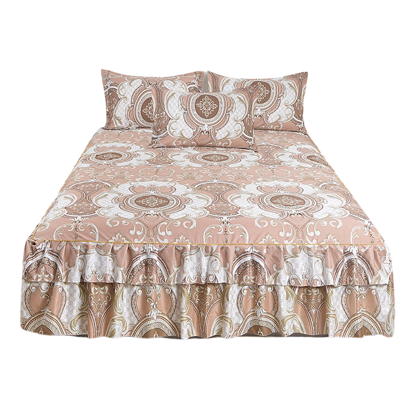 🌸 BEFRISTET ANGEBOT – 50 % RABATT! 3-teiliger, florales Rüschen-Bettrock – Dekoratives Bettwäsche-Set für das Schlafzimmer mit Kissenbezügen ✨
