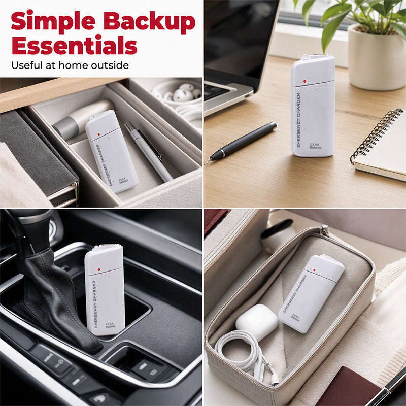 🔋 Tragbares Notfall-Handyladegerät mit AA-Batteriebetrieb und LED-Taschenlampe