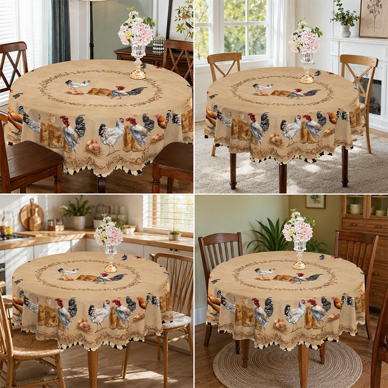 🎉 2026 SALE 50% RABATT! 🐓 Tischdecke mit Vintage-Bauernhaus-Hühnermuster – HD-Drucke bleiben farbintensiv, muschelförmige Kanten sorgen für zusätzlichen Charme! ✨