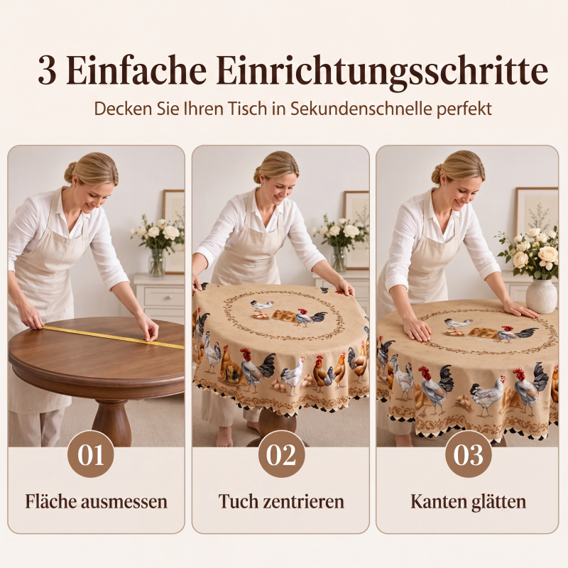 🎉 2026 SALE 50% RABATT! 🐓 Tischdecke mit Vintage-Bauernhaus-Hühnermuster – HD-Drucke bleiben farbintensiv, muschelförmige Kanten sorgen für zusätzlichen Charme! ✨