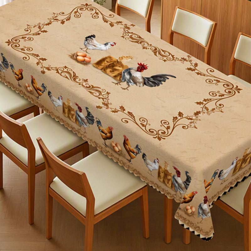 🎉 2026 SALE 50% RABATT! 🐓 Tischdecke mit Vintage-Bauernhaus-Hühnermuster – HD-Drucke bleiben farbintensiv, muschelförmige Kanten sorgen für zusätzlichen Charme! ✨