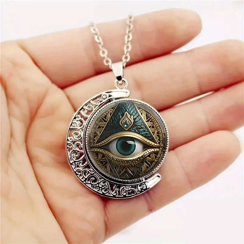 📢📢50 % RABATT !! ⏰👁️ Vintage-Halskette mit Allsehendem-Auge-Anhänger – detailreiches Motiv, aus leichtem Zinklegierung und vielseitig kombinierbar ✨