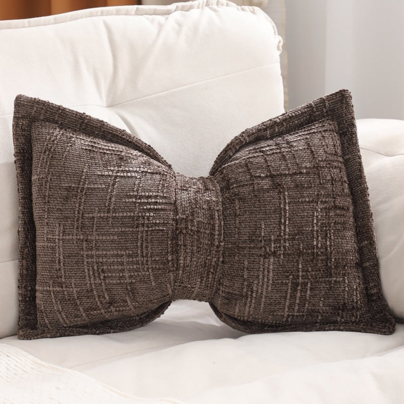 🎀 Chenille-Kissen Schleifenform | Weiches Dekokissen für Sofa & Bett – Flauschig & Gemütlich ✨