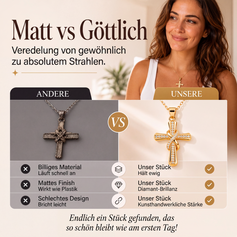 ✨ Glänzende Kreuzanhänger-Halskette für Damen mit gedrehtem Knoten – Jetzt im Sommer-Sale! 💛