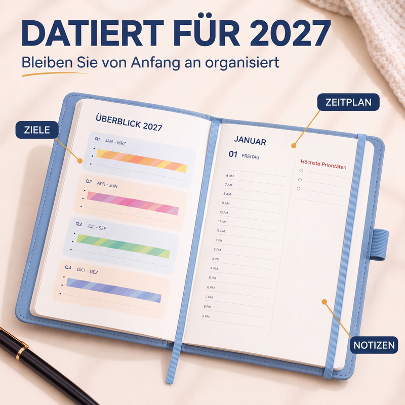 🍃🏆 Sonderpreis am letzten Tag: 9,98 £ ! 📅A5 2027 Tagebuch-Notizbuch mit einer Seite pro Tag ✨