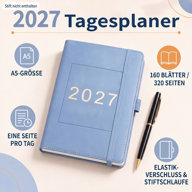 🍃🏆 Sonderpreis am letzten Tag: 9,98 £ ! 📅A5 2027 Tagebuch-Notizbuch mit einer Seite pro Tag ✨
