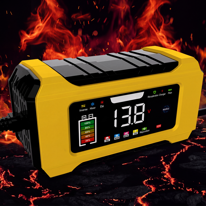 ⚡ Intelligentes KFZ-Batterieladegerät 12V 6A – 9 Stufen & Impulsreparatur – LCD-Farbdisplay für Blei-Säure-Batterien 🚗
