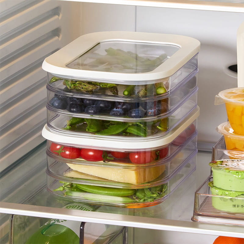 🥗 🧊 Stapelbare Frischhaltedose mit Deckel für Kühlschrank und Gefrierfach
