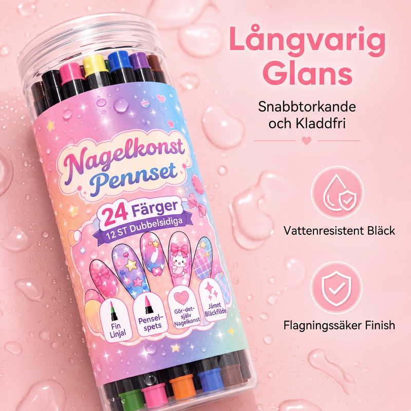 💥24-Farben-Nagelkunststifte, 12 doppelseitige Stifte mit zwei Spitzen